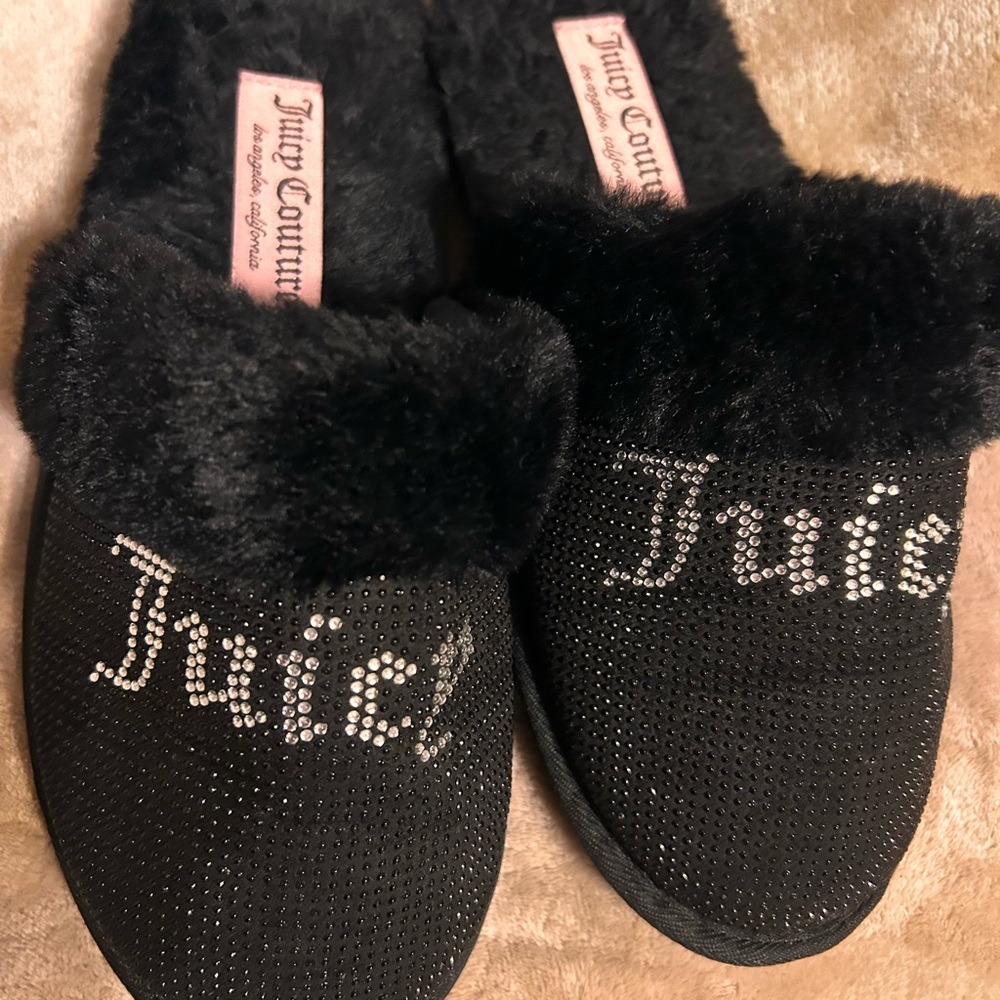 Juicy Couture Black Luxe Slippers